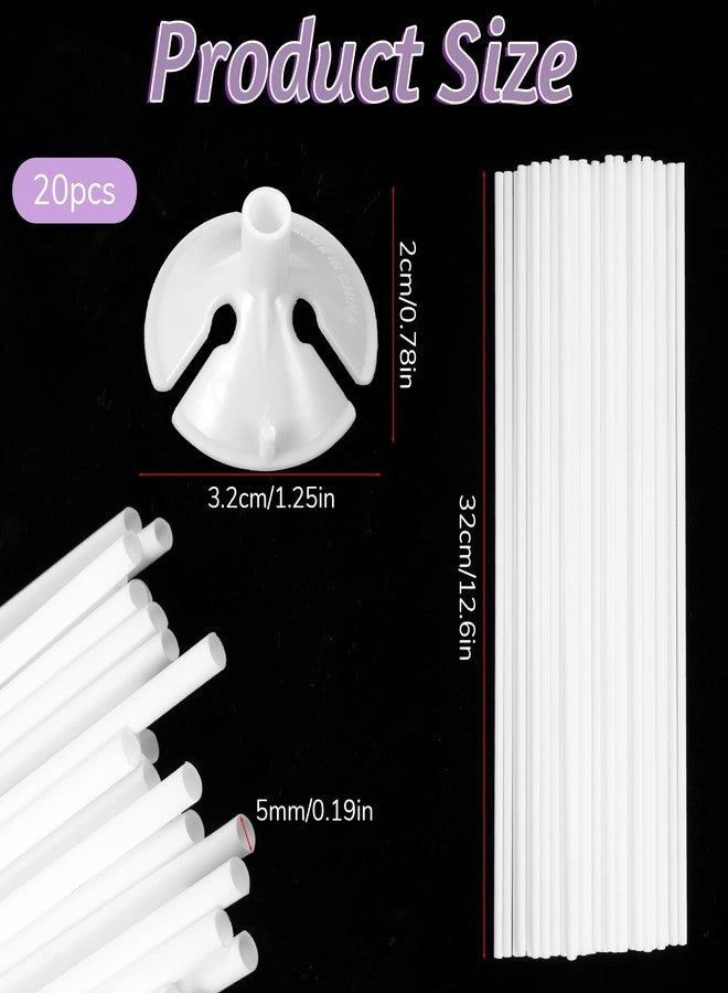 Exircy 20 Pcs Balloon Sticks, Plastic Balloon Holder Sticks With Bases Long Balloons Holder Stick Weights for Tying Balloons Arch Anniversary, Birthday, Parties, Graduation, Wedding Decorations - Image 2